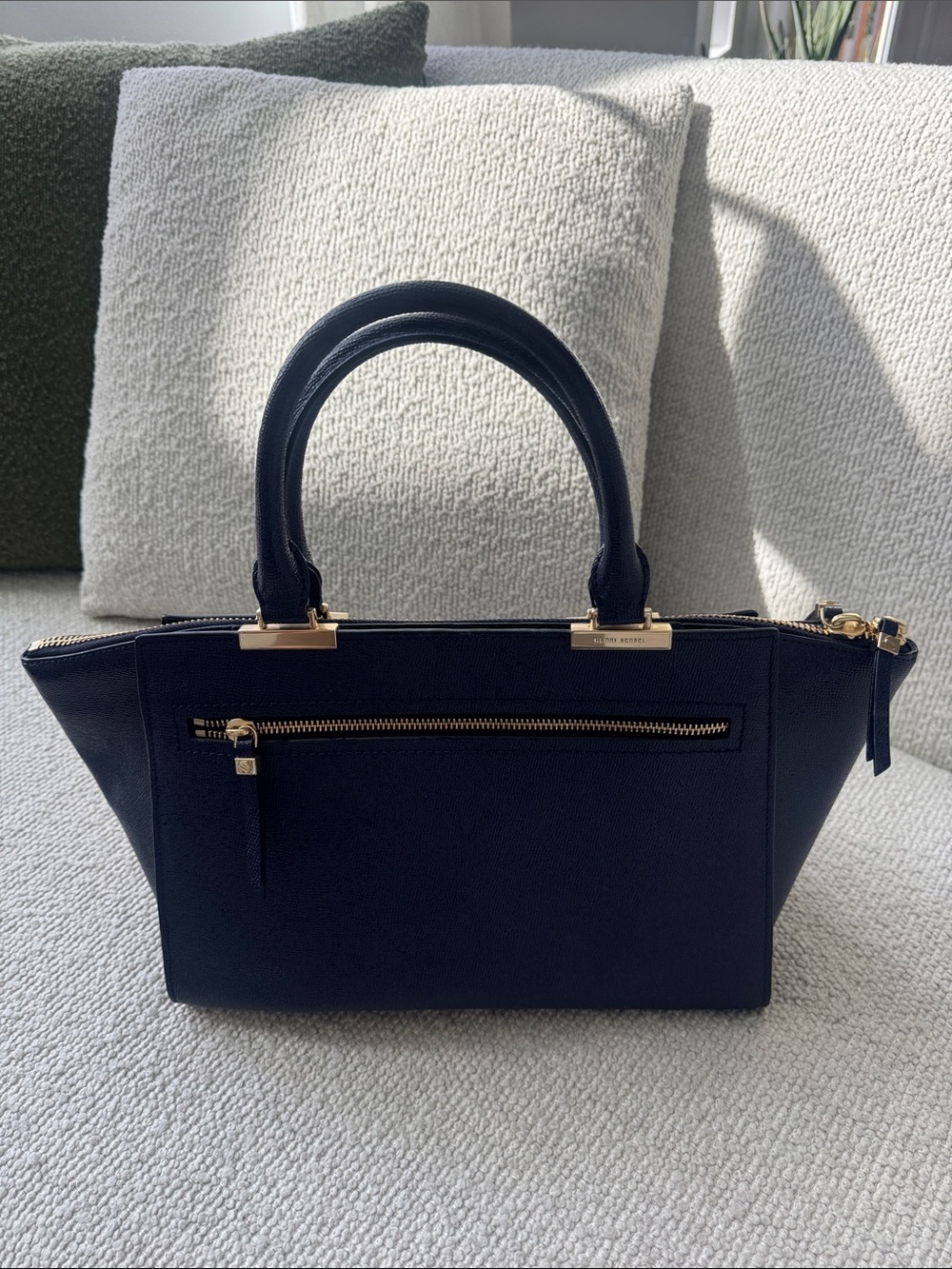 Navy Henri Bendel Top-Handle Tote Bag